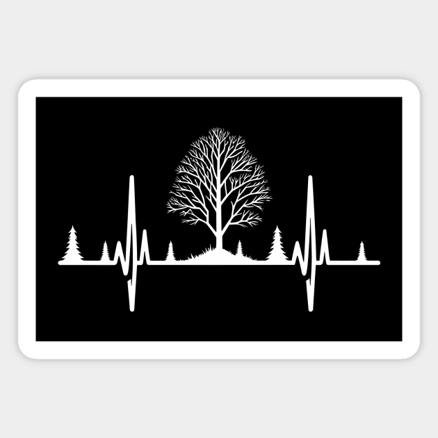 Nature & Tree Heartbeat EKG with Trees Line Art Magnet by DefineWear